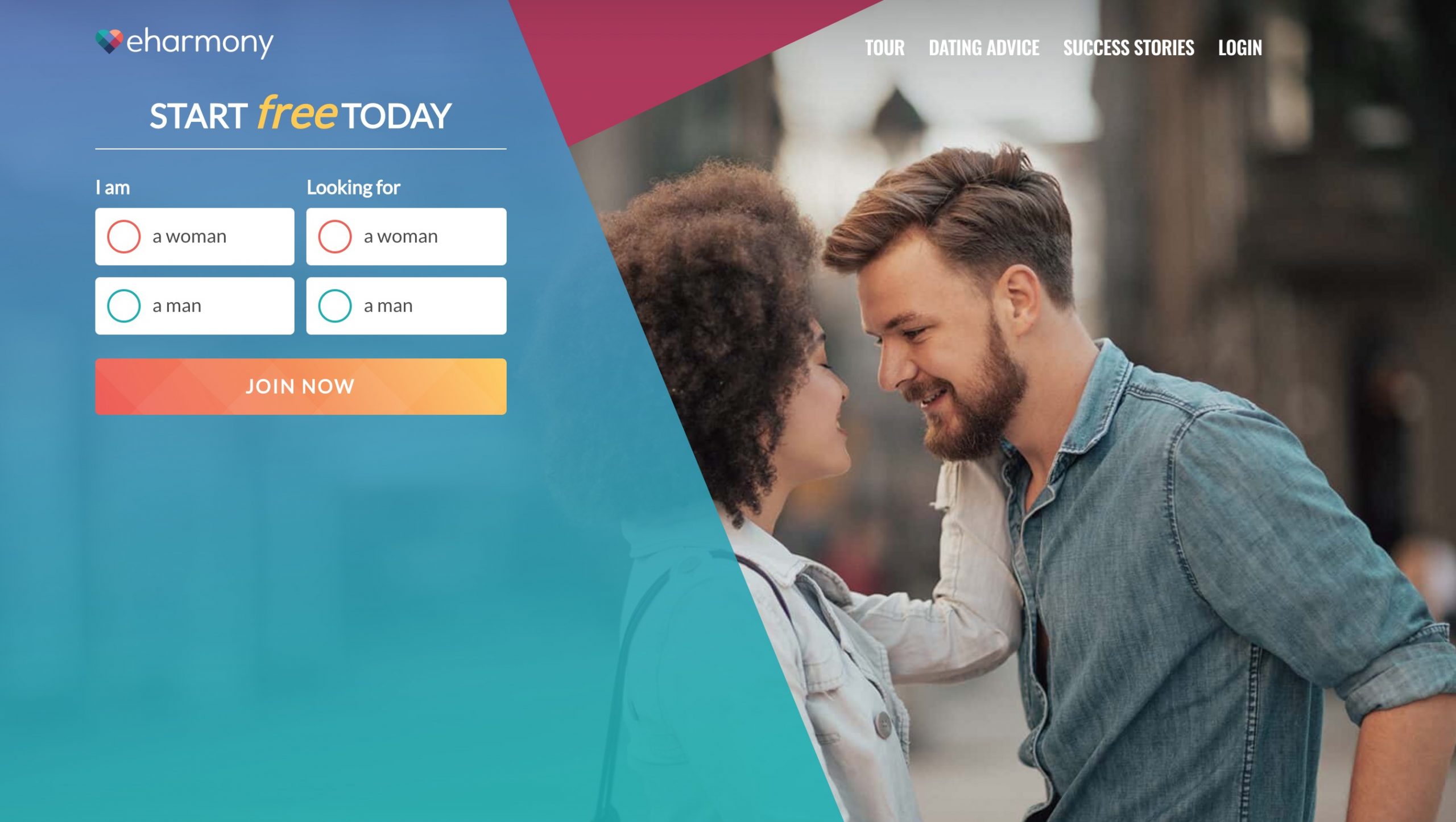 eHarmony main page interracial